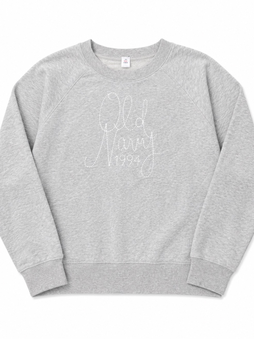 Old Navy Light Gray Embroidered Script Sweatshirt